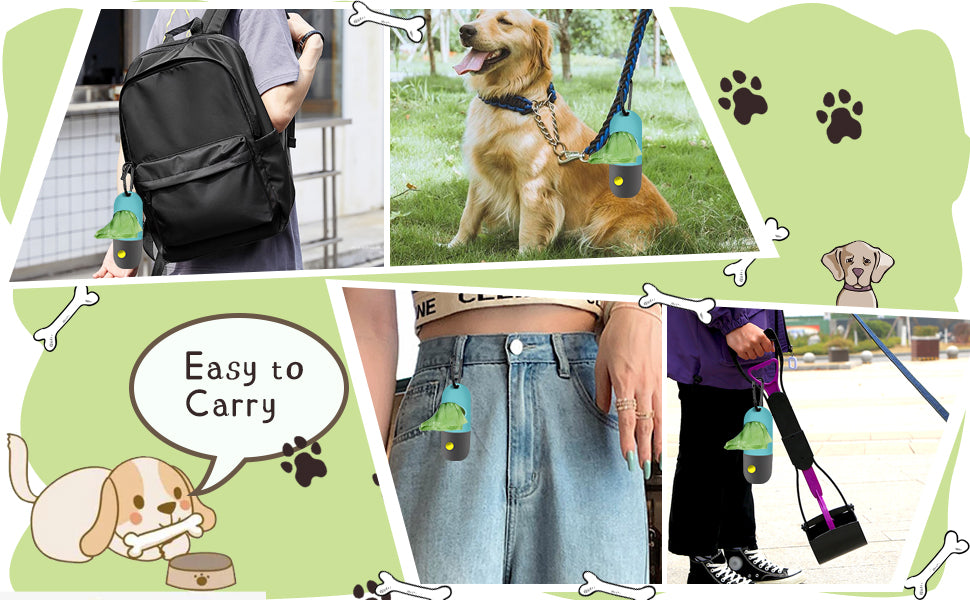 Dog Waste Bag Dispenser + Built-In Flashlight