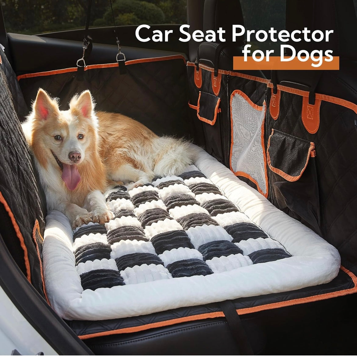 RidePal™-Hard Bottom Dog Car Seat Protector + FREE Plush Bed