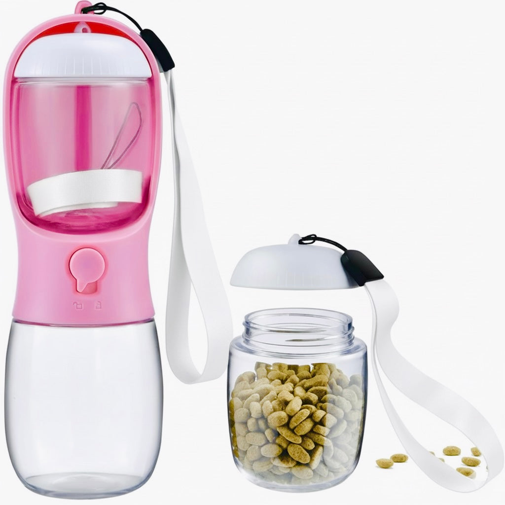 2-in-1 Pet Water Bottle and Food Dispenser