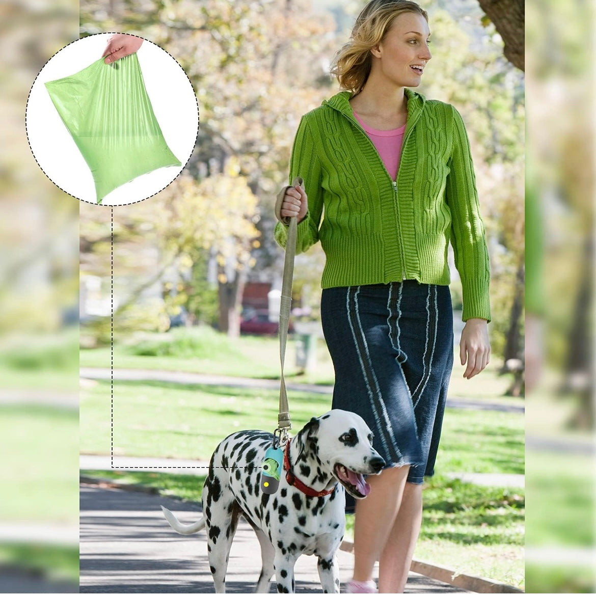 Dog Waste Bag Dispenser + Built-In Flashlight