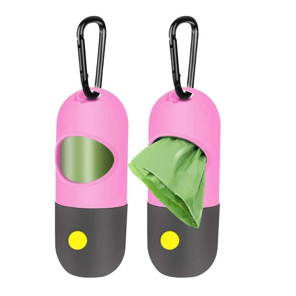 Dog Waste Bag Dispenser + Built-In Flashlight