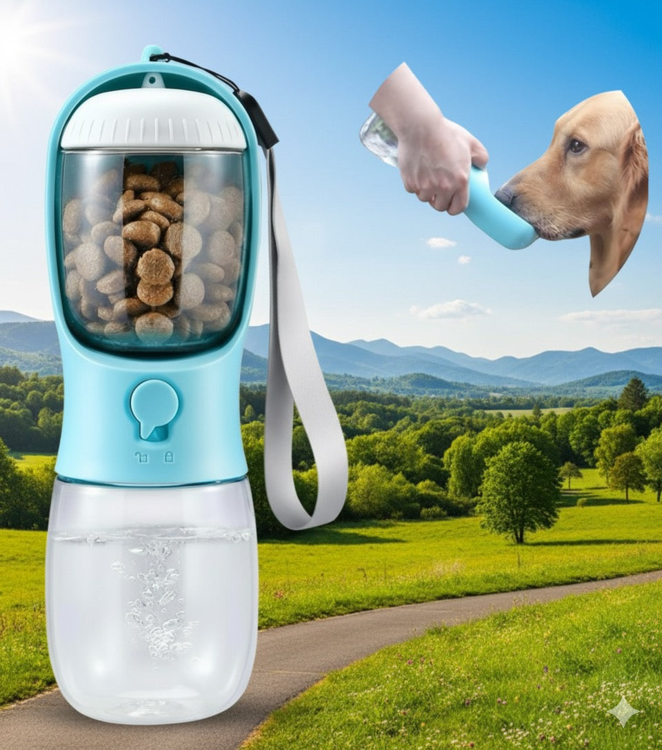 2-in-1 Pet Water Bottle and Food Dispenser