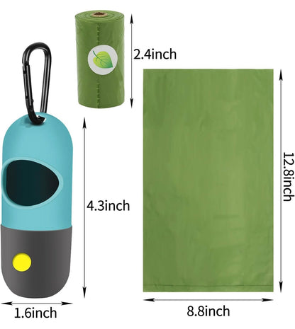 Dog Waste Bag Dispenser + Built-In Flashlight
