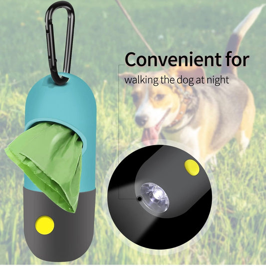 Dog Waste Bag Dispenser + Built-In Flashlight